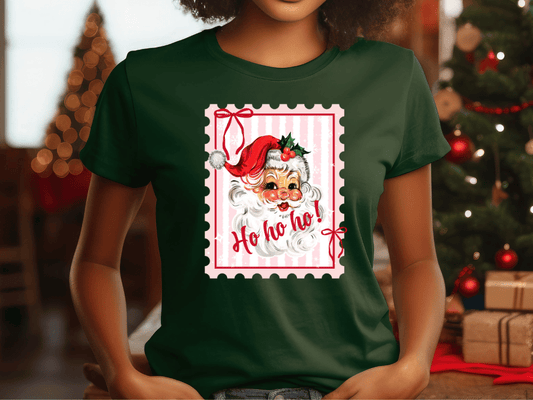 Ho Ho Ho Vintage Santa Stamp Graphic T-Shirt