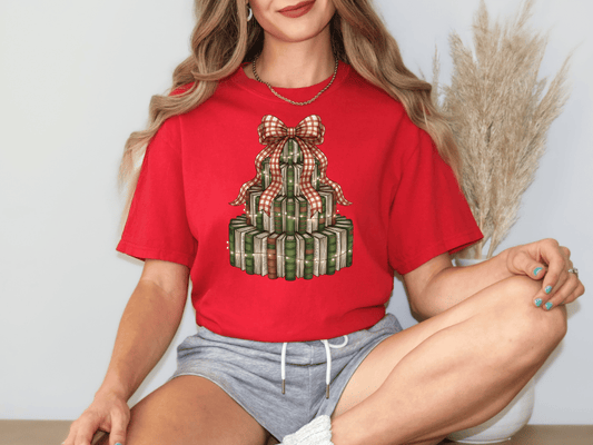Christmas Book Tree Graphic T-Shirt