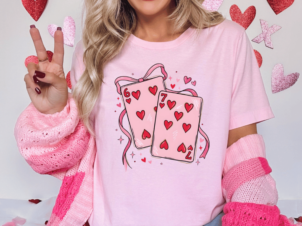 6 And 7 Of Hearts Valentine's Day Cards Graphic T-Shirt