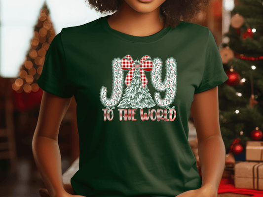 Joy To The World Holly Leaves Graphic T-Shirt