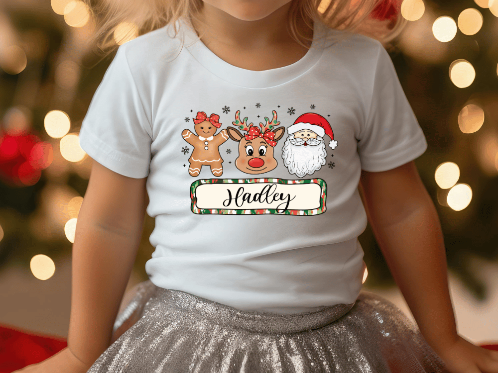 Kids Christmas Custom Name Graphic T-Shirt