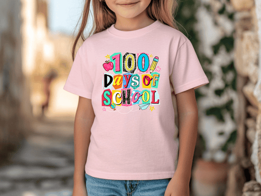100 Days of School Retro Letters Graphic T-Shirt