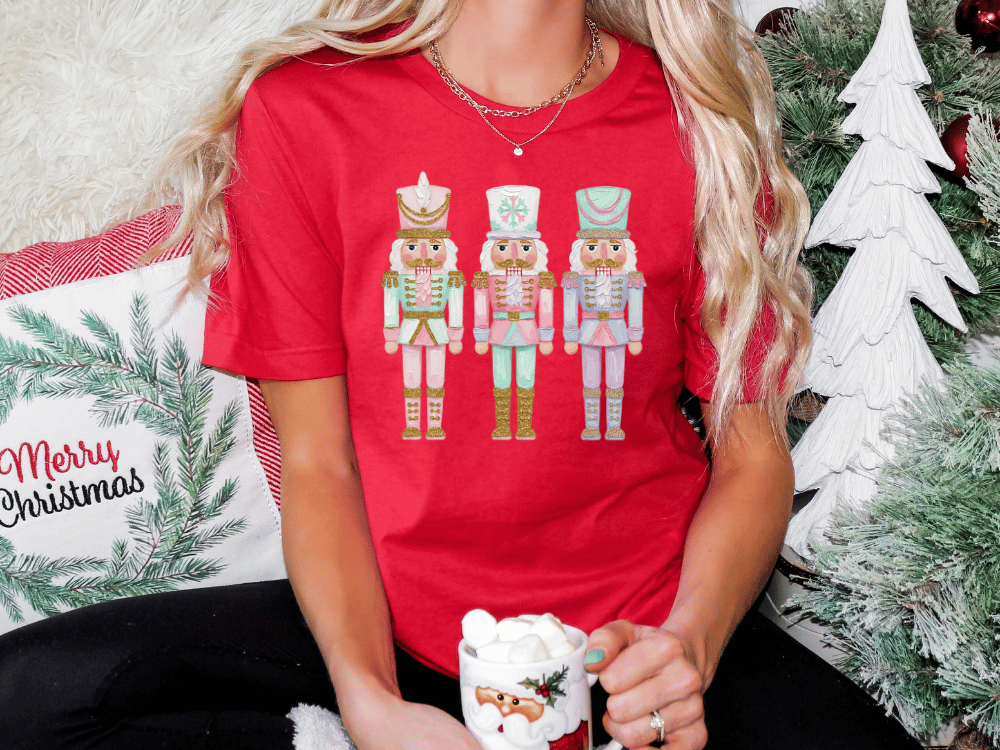 Pastel Christmas Nutcrackers Graphic T-Shirt