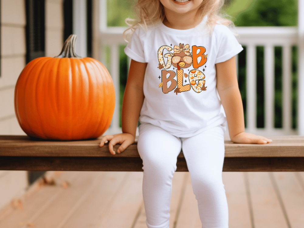 Girls Gobble Gobble Turkey Graphic T-Shirt