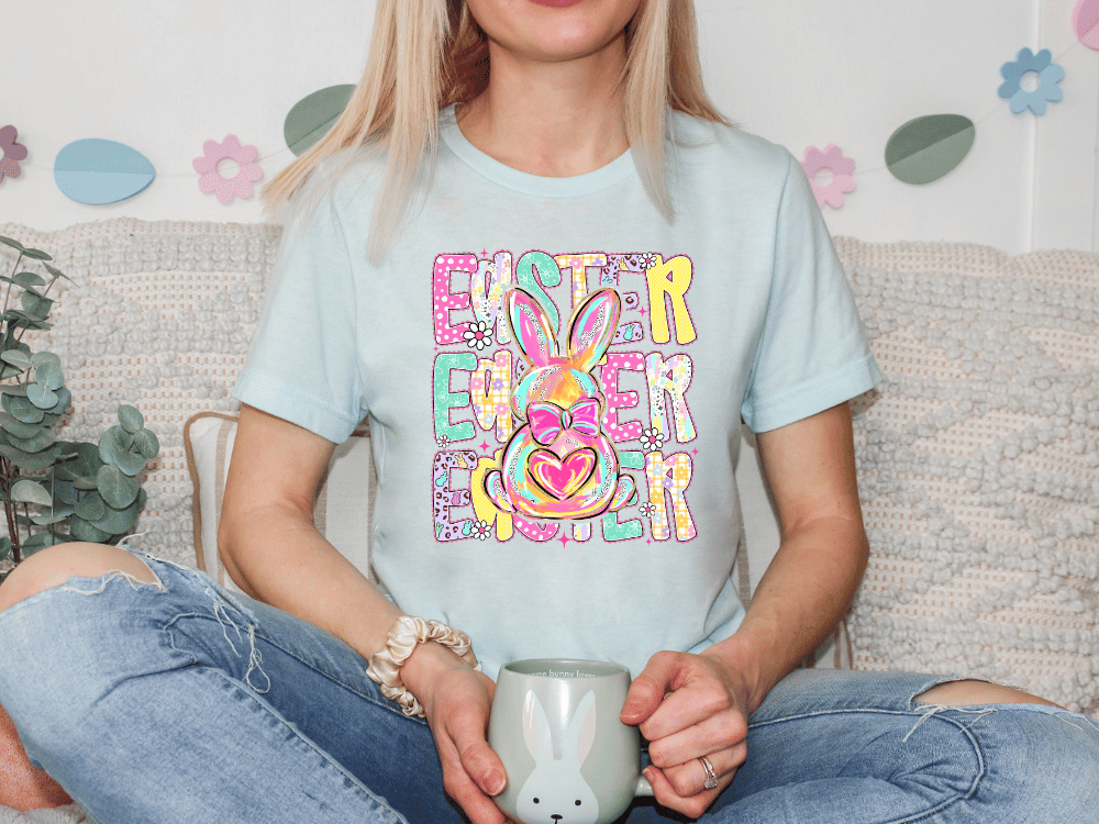 Colorful Stacked Easter Graphic T-Shirt