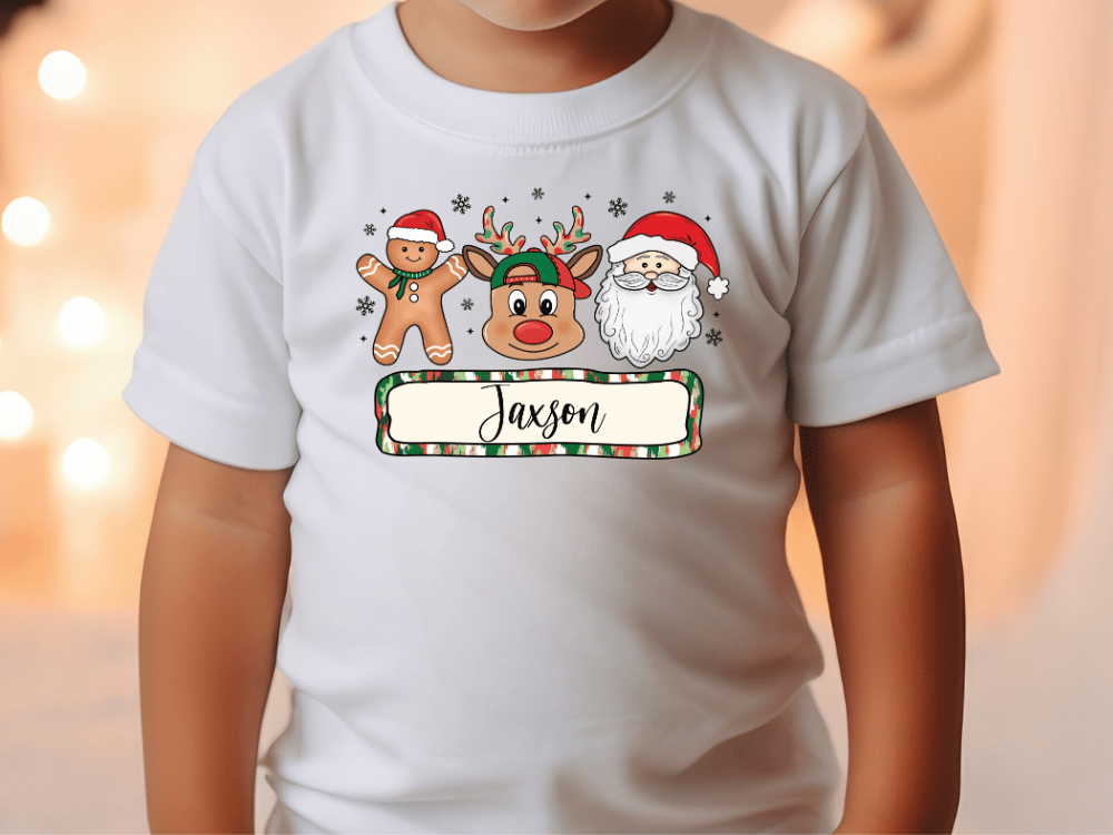Kids Christmas Custom Name Graphic T-Shirt