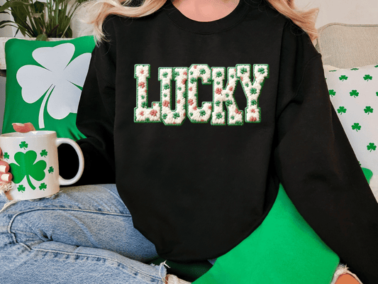 Lucky Faux Yarn St Patrick's Day Graphic T-Shirt