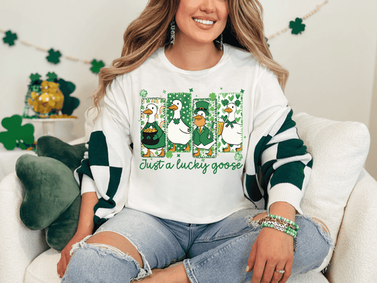 Just A Lucky Goose St. Patties Day Graphic T-Shirt