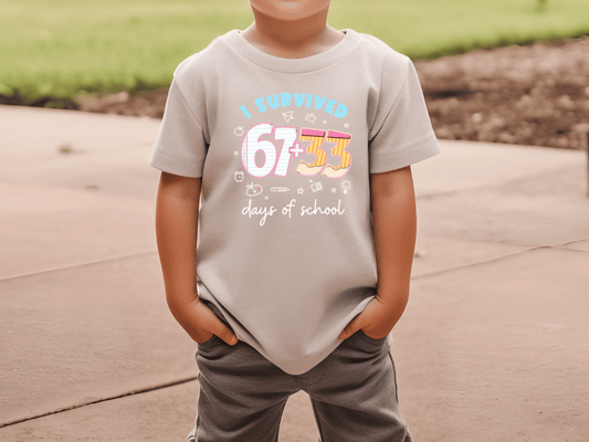 I Survived 67+33 Days Of School Graphic T-Shirt