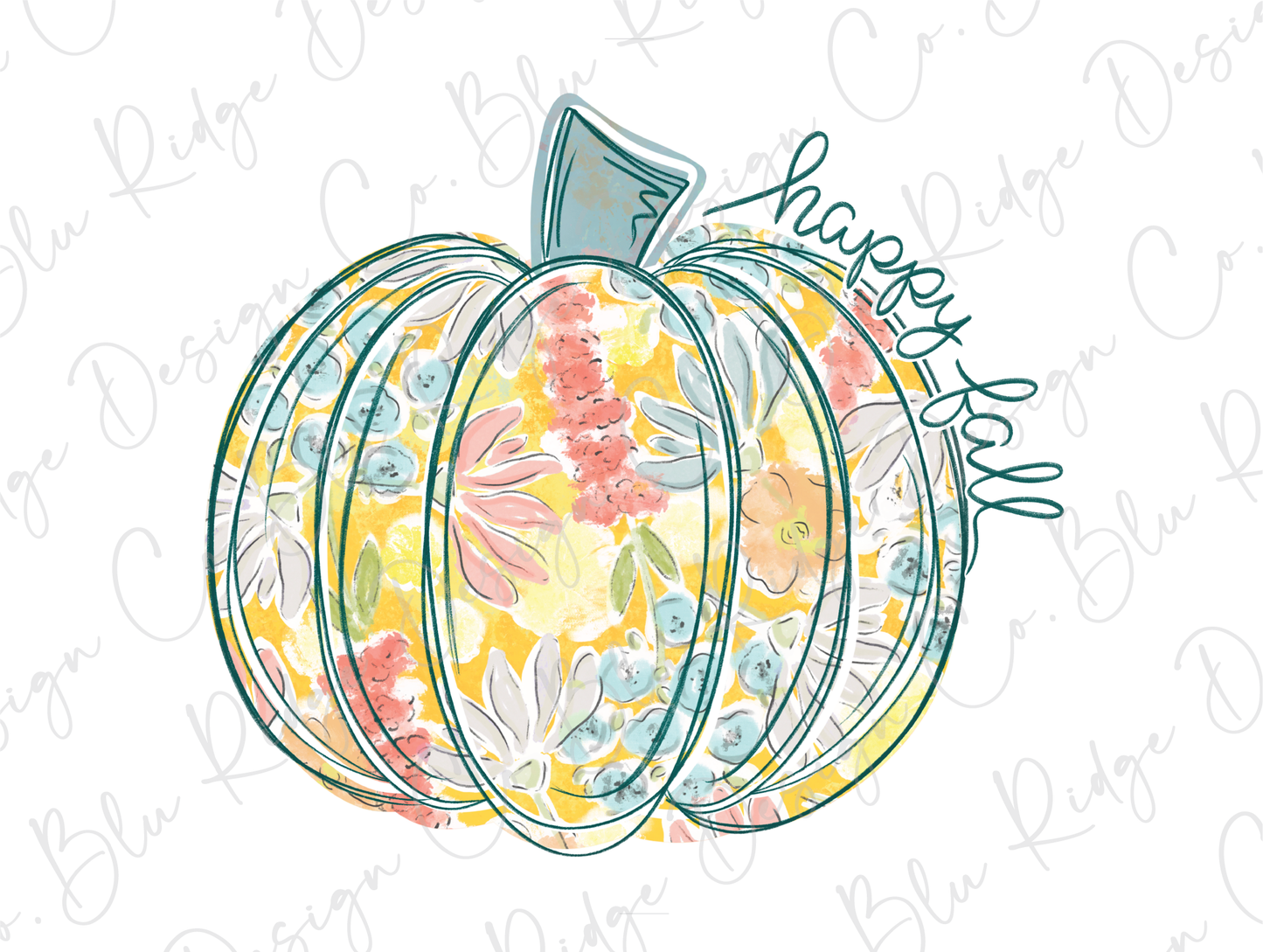 Happy Fall Colorful Watercolor Pumpkin Graphic T-Shirt