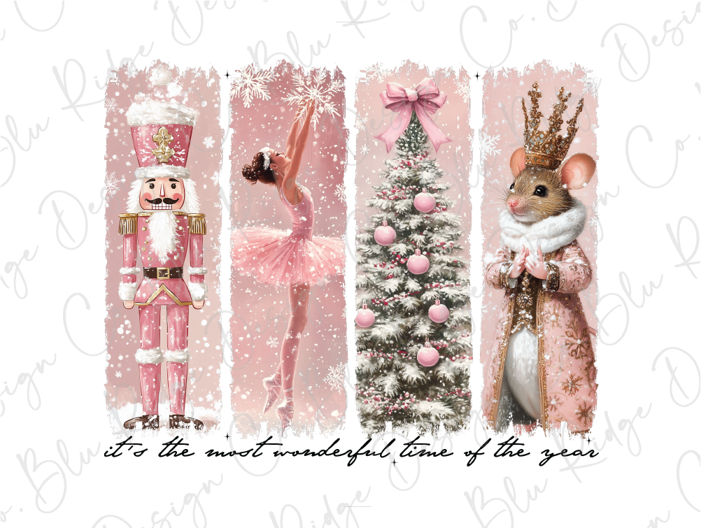 It's The Most Wonderful Time Of The Year Pink Christmas Nutcracker Graphic T-Shirt