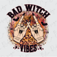 Bad Witch Vibes Halloween Leopard Print Design Graphic T-Shirt