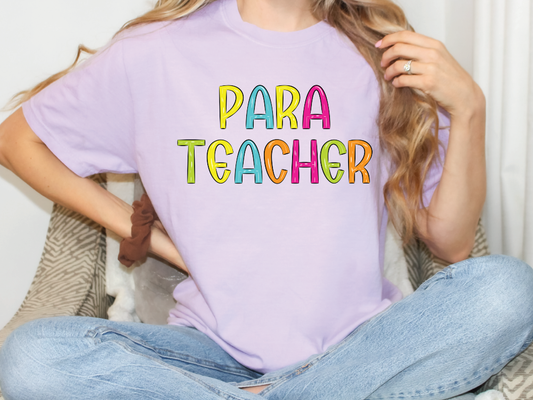 Para Teacher School Spirit Bright Letters Graphic T-Shirt