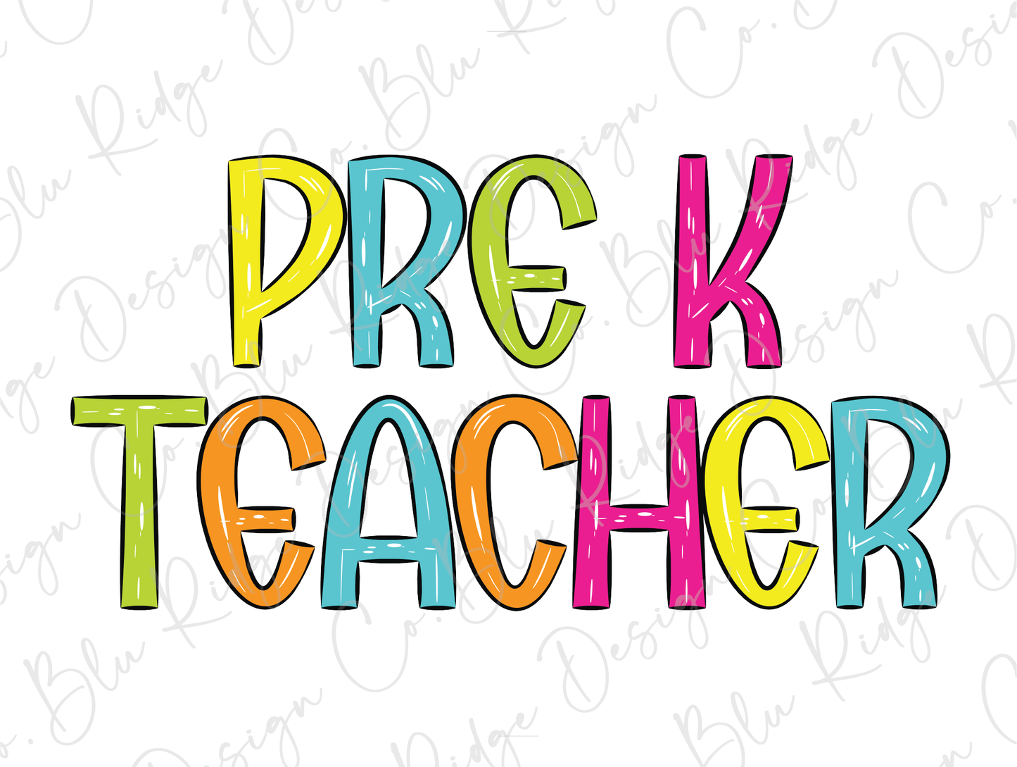 Pre-K Teacher School Spirit Bright Letters Graphic T-Shirt