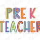 Pre-K Teacher School Spirit Neon Letters Graphic T-Shirt