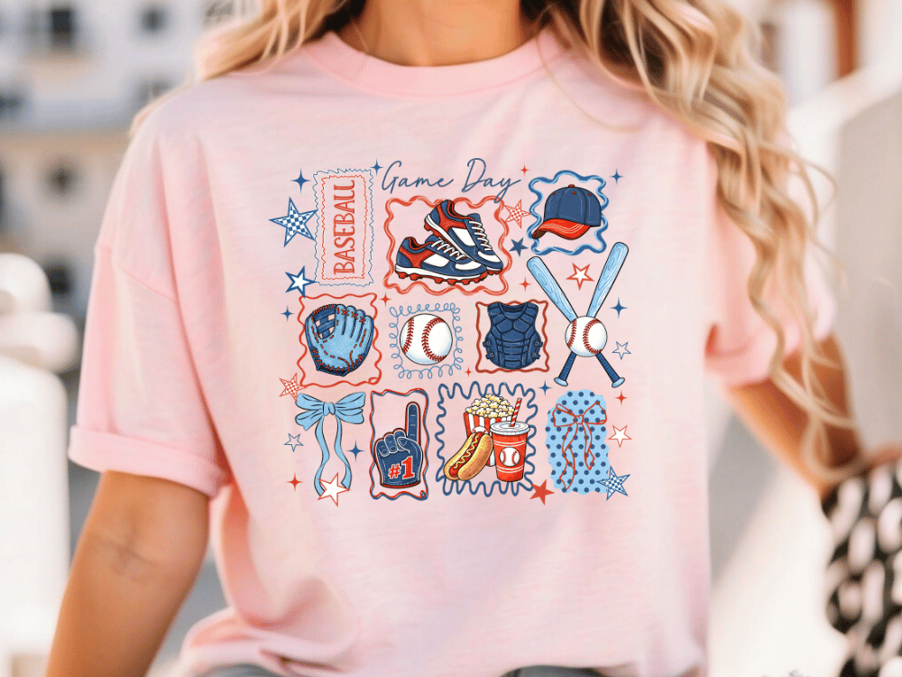 Game Day Baseball Collage Graphic T-Shirt