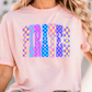 Neon Checkered Pirates Mascot Graphic T-Shirt