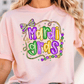 Faux Glitter Mardi Gras Graphic T-Shirt