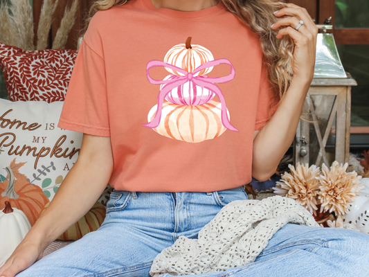 Stacked Fall Watercolor Pumpkins Graphic T-Shirt