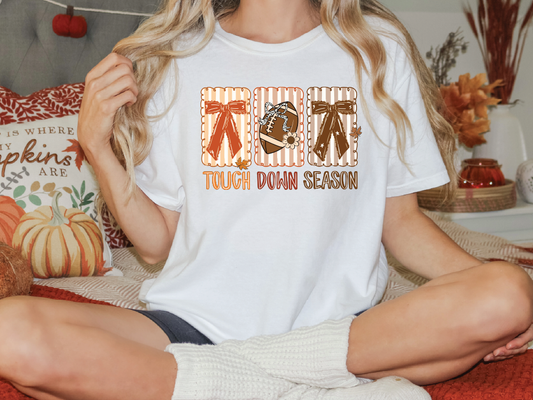 Touch Down Season Fall Coquette Graphic T-Shirt