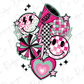 Pink Cheer Smiley Collage Graphic T-Shirt