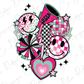 Pink Cheer Smiley Collage Graphic T-Shirt