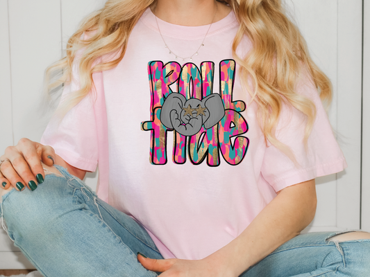 Colorful Streak Roll Elephant Tide Graphic T-Shirt