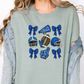 Blue Gameday Football/Cheer School Spirt Coquette Graphic T-Shirt