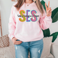 Smiley Elementary School SES Initials Blue Tide School Spirit Neon Letters Graphic T-Shirt
