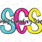 Smiley Elementary School SES Initials Blue Tide School Spirit Bright Letters Graphic T-Shirt