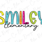 Smiley Elementary School Blue Tide School Spirit Bright Letters Graphic T-Shirt
