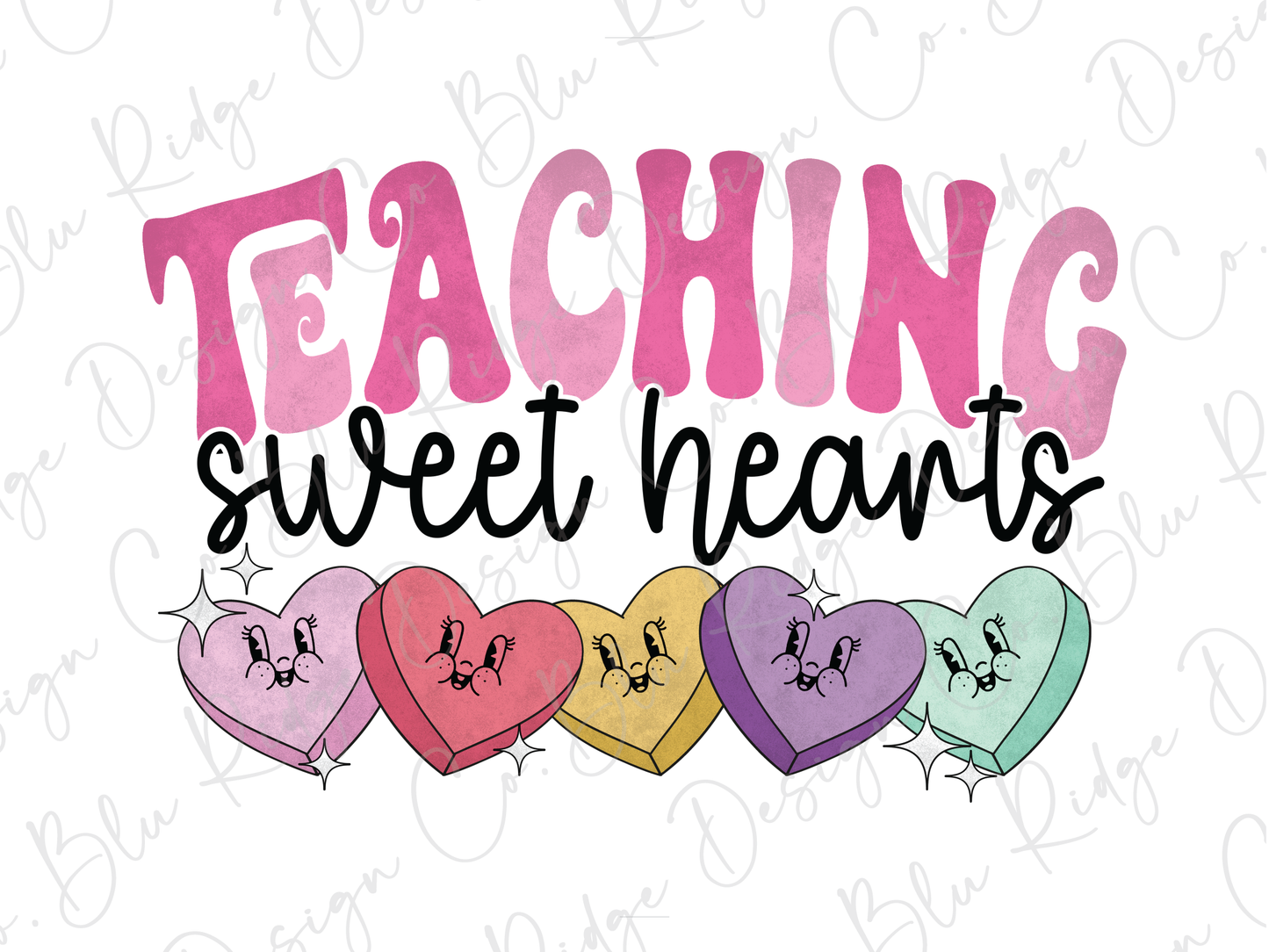 PINK Teaching SweetHeart's Valentines Day Hearts Graphic T-Shirt
