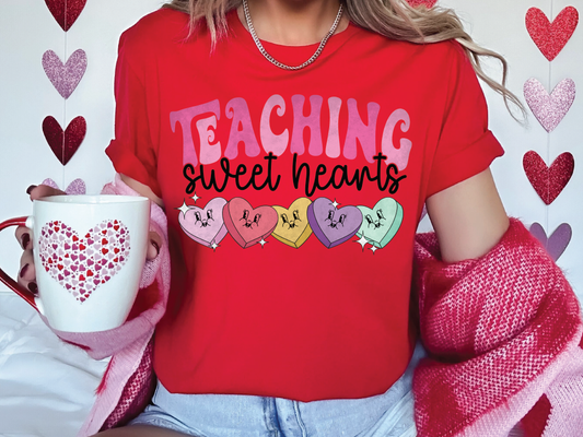 PINK Teaching SweetHeart's Valentines Day Hearts Graphic T-Shirt