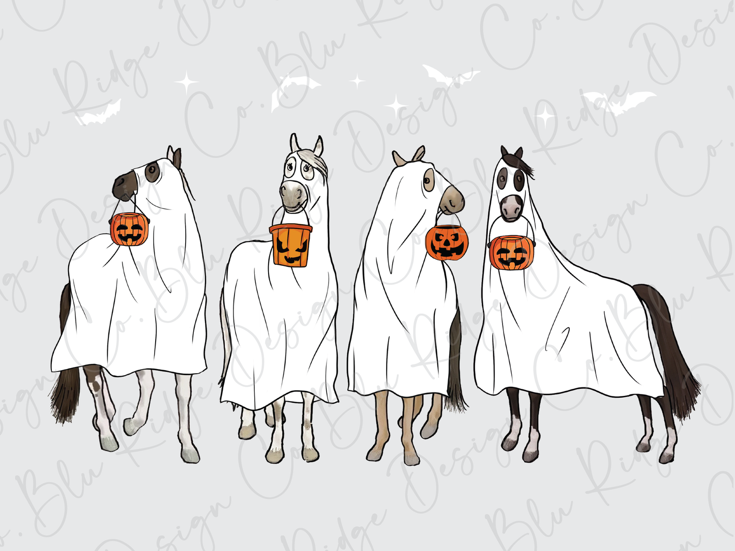 Halloween Ghost Horse Sheet Design Graphic T-Shirt