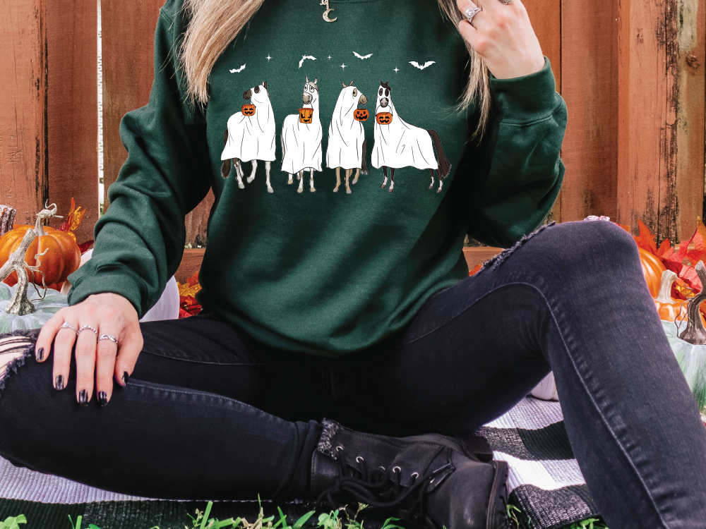 Halloween Ghost Horse Sheet Design Graphic T-Shirt