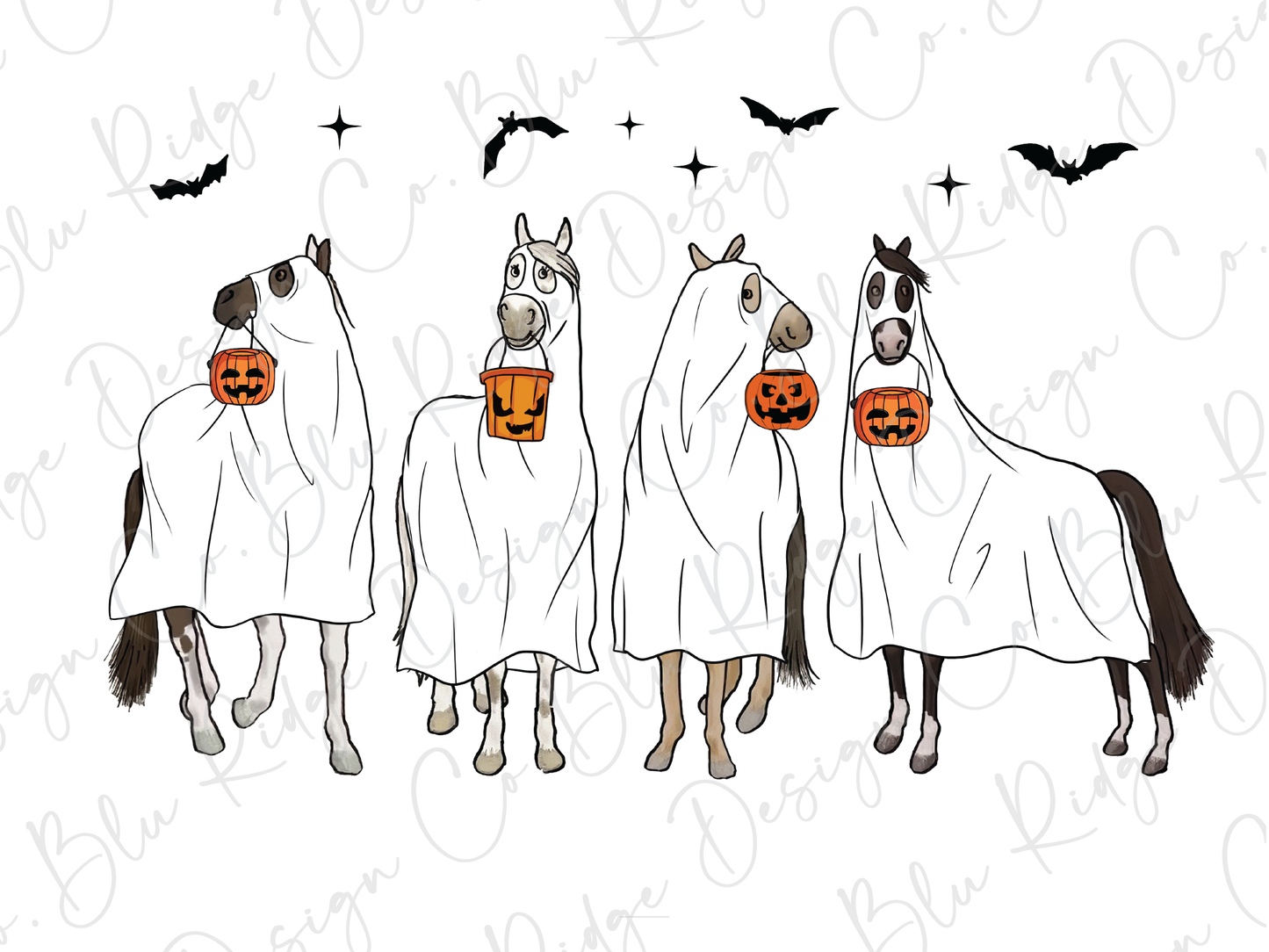 Halloween Ghost Horse Sheet Design Graphic T-Shirt