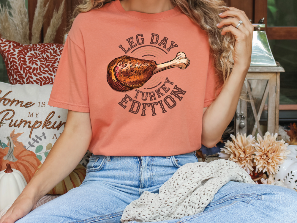 Leg Day Turkey Edition Thanksgiving Graphic T-Shirt
