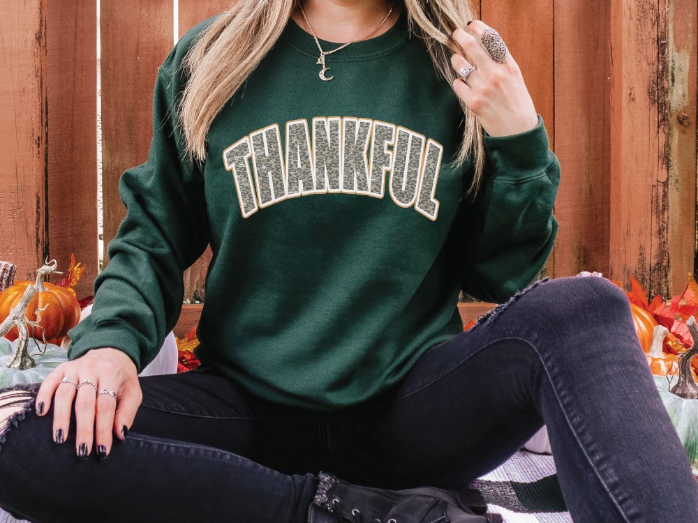 Thankful Leopard Graphic T-Shirt