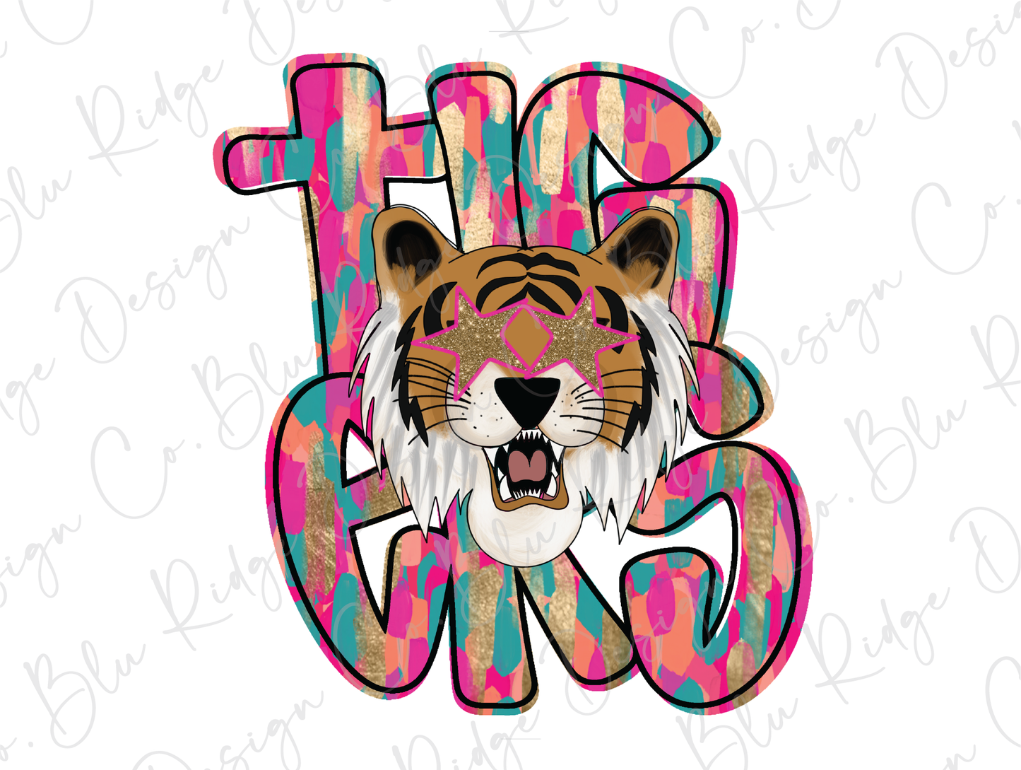 Colorful Streak Tigers Graphic T-Shirt