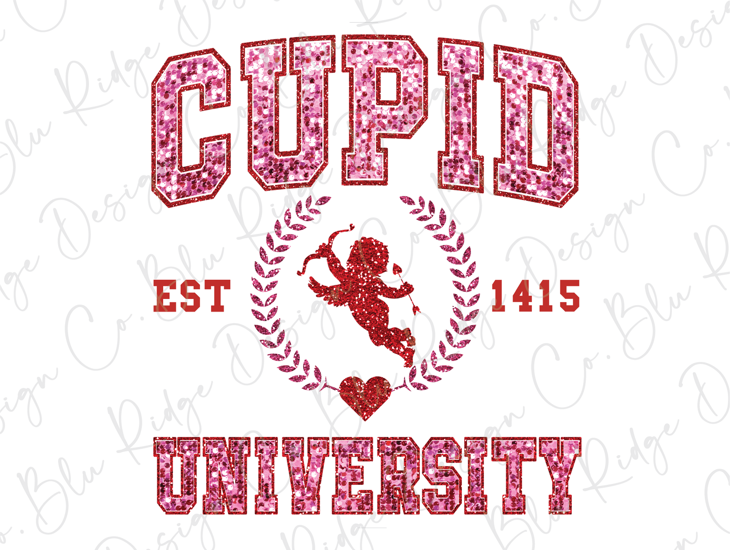 Cupid's University Est 1823 Sparkles Valentines Day Graphic T-Shirt