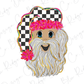 Checkered Santa Watercolor Graphic T-Shirt