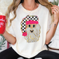 Checkered Santa Watercolor Graphic T-Shirt