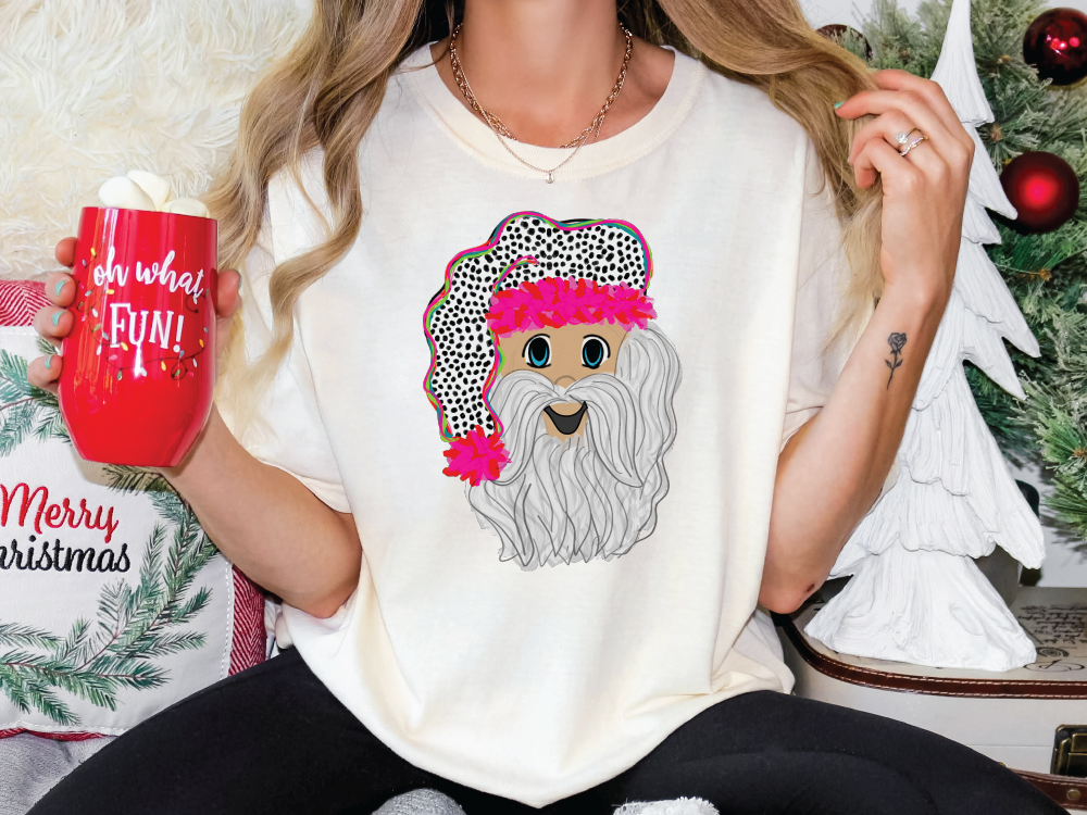 Perdita Dot Watercolor Santa Graphic T-Shirt