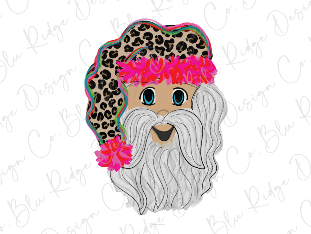 Leopard Watercolor Santa Graphic T-Shirt