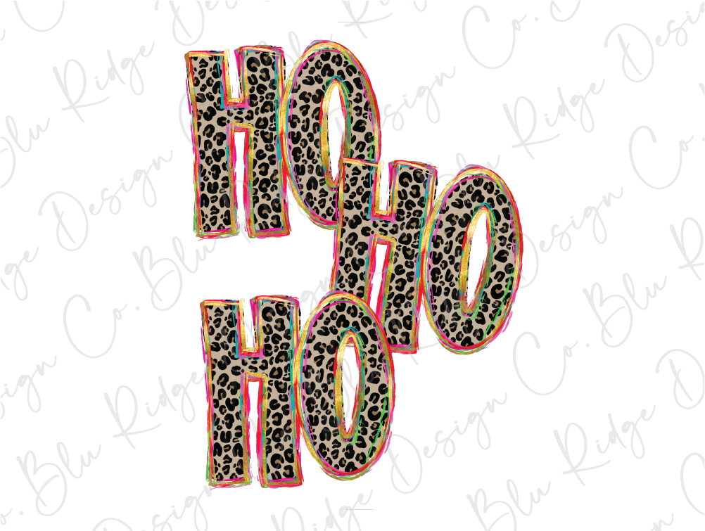 Ho Ho Ho Leopard Watercolor Graphic T-Shirt