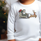 Camo Santa Sleigh Reindeer Graphic T-Shirt