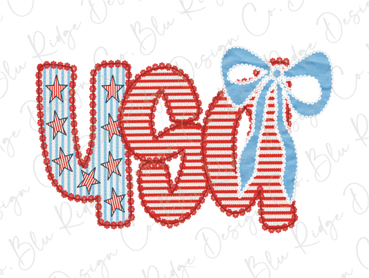 Seersucker Patriotic Coquette USA Graphic T-Shirt
