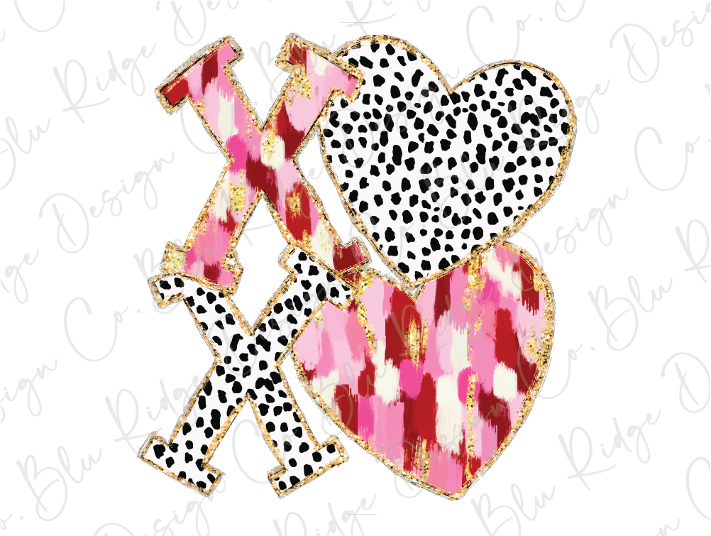 Stacked XOXO Brushstroke Perdita Dot Valentines Day Graphic T-Shirt