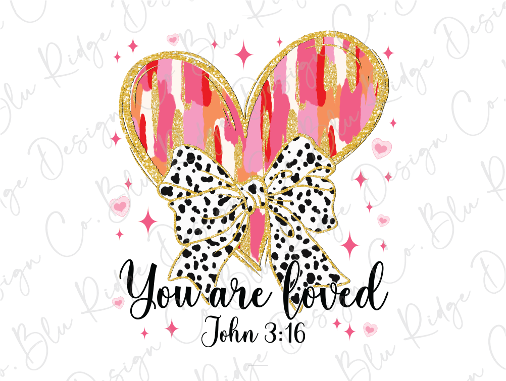 You Are Loved John 3:16 Brushstroke Coquette Heart Valentines Day Graphic T-Shirt