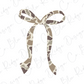 A camouflage-patterned ribbon or bow is shown against a white background with the text "Design" repeated multiple times.
